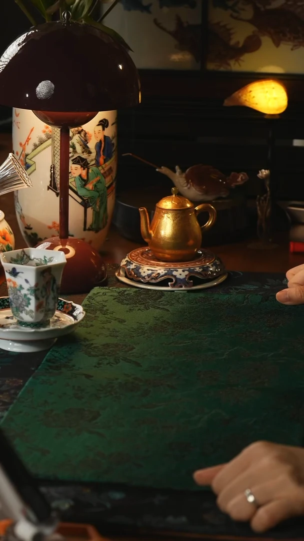 瓷片鸟语花香茶席