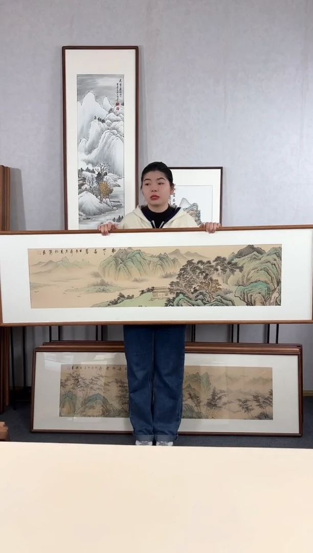 【闪购商品】国画手绘*松下品茗*52*172cm实木框