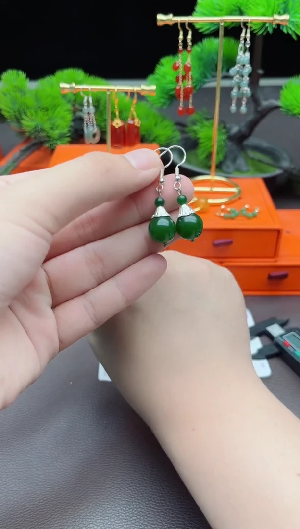 玛瑙/玉髓耳饰银S925镶嵌733
