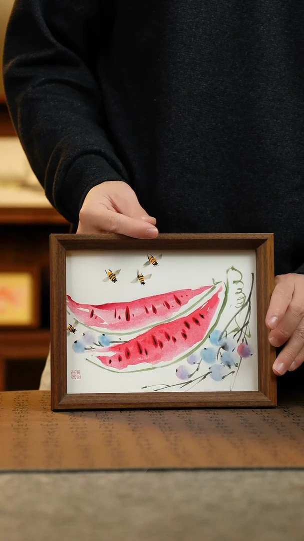 国画17*23纯手绘国风国画摆台