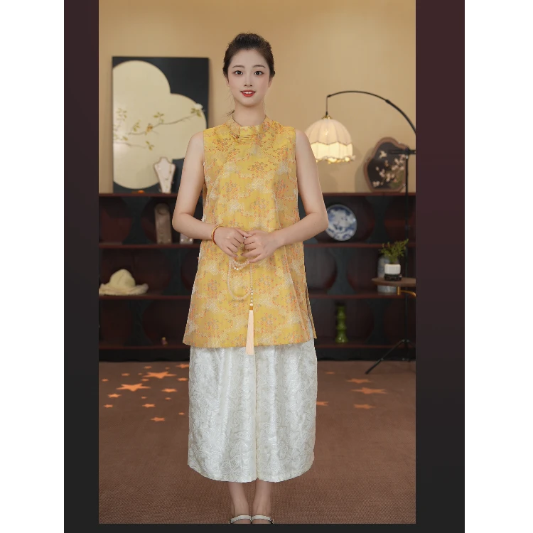 礼礼- 2532【夏日暖阳】新中式复古小立领夏季马甲