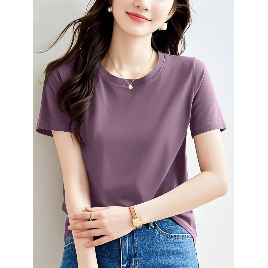 2025新款夏季宽松大码圆领印花短袖t恤女士休闲百搭显瘦时尚上衣