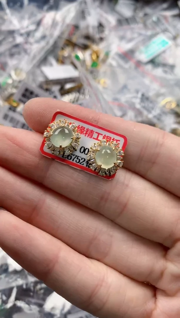 银S925镶嵌戒指翡翠222    3
