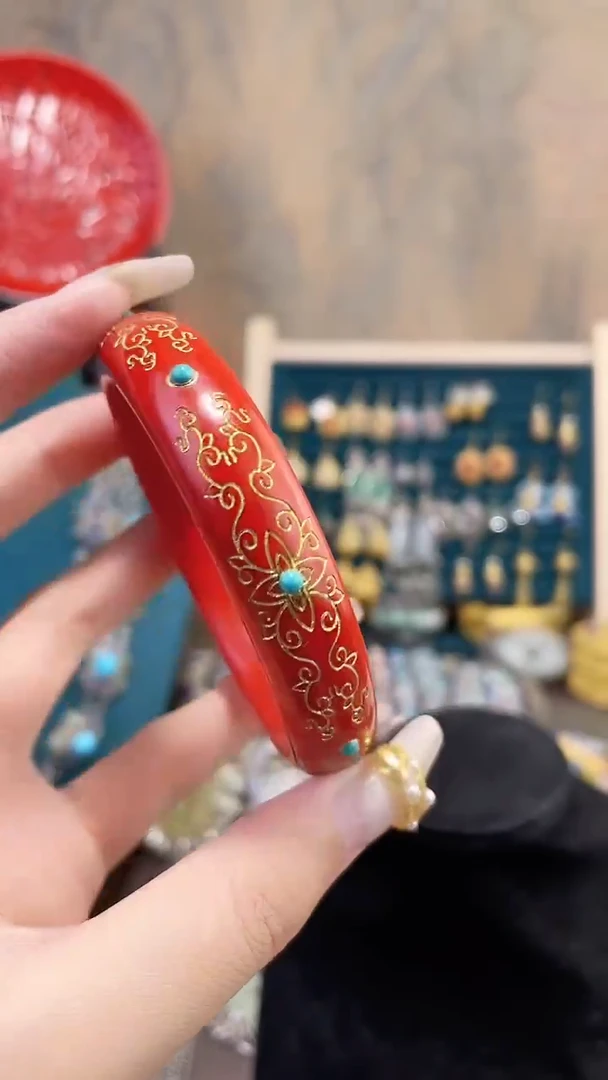 非遗手工金漆镶嵌镯子