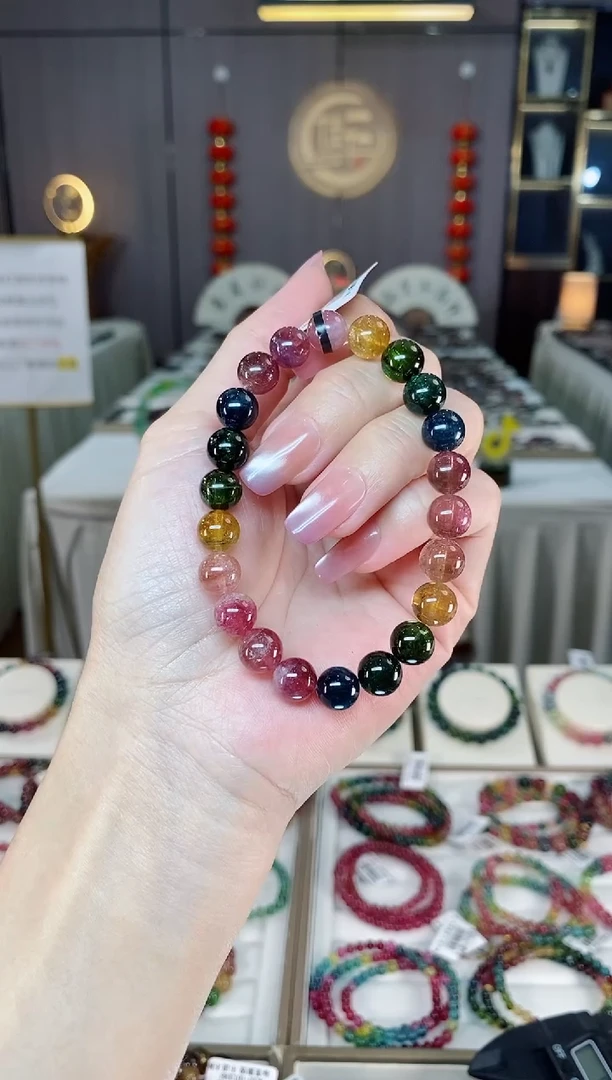 未镶嵌老矿碧玺色标单圈手串8mm+碧玺多样性发一条hon