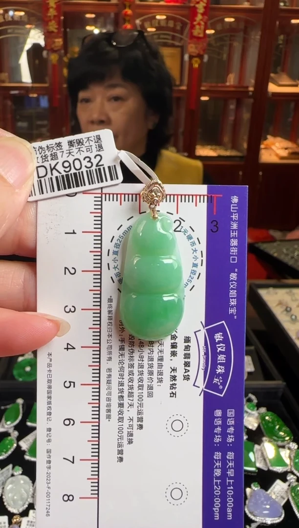 颈饰18K金镶嵌翡翠DK9032绿豆豆