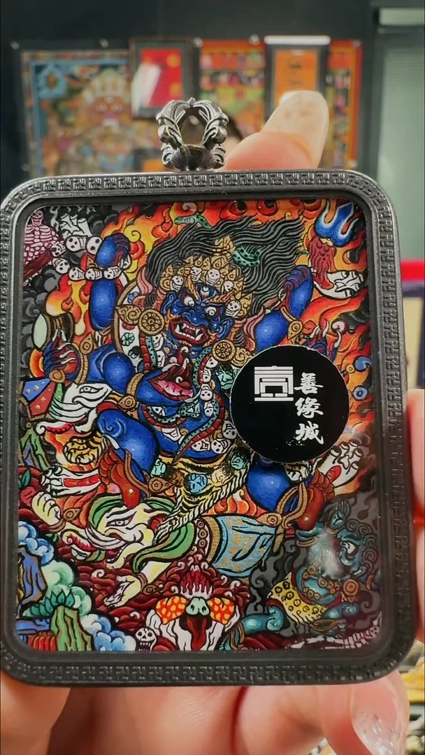 吊坠壹善缘城手绘唐卡大黑天