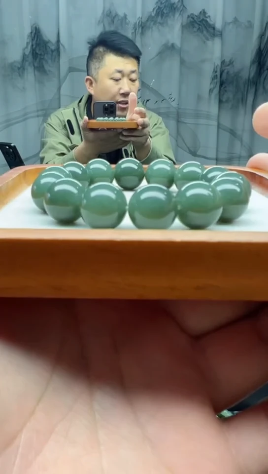 未镶嵌手串和田玉且末冰瓷蓝卡16纯天然拍一发一