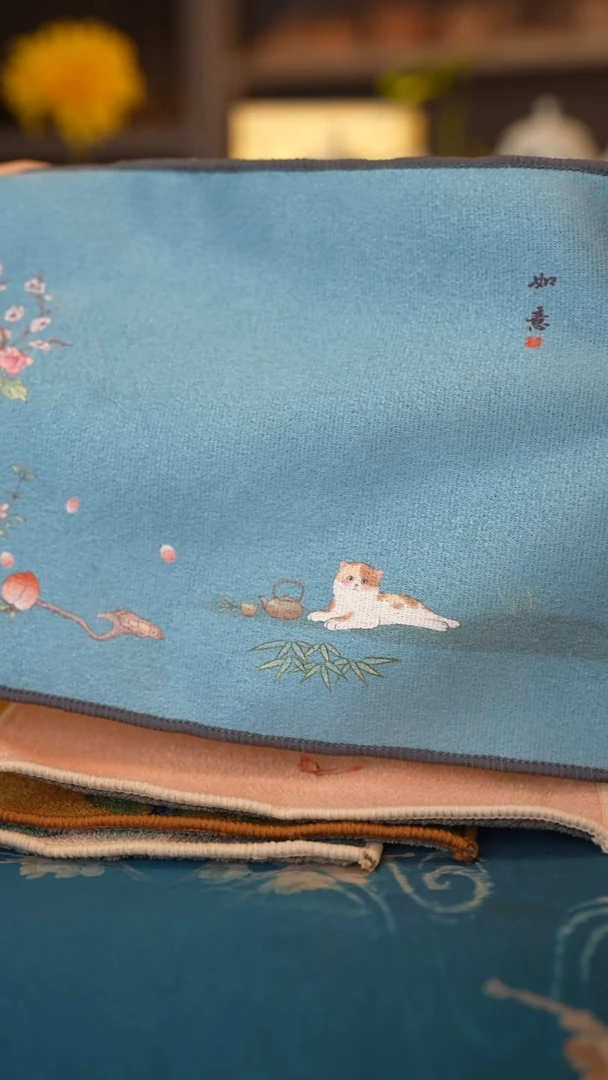 【闪购商品】福利品 蓝色猫咪茶巾30*15cm