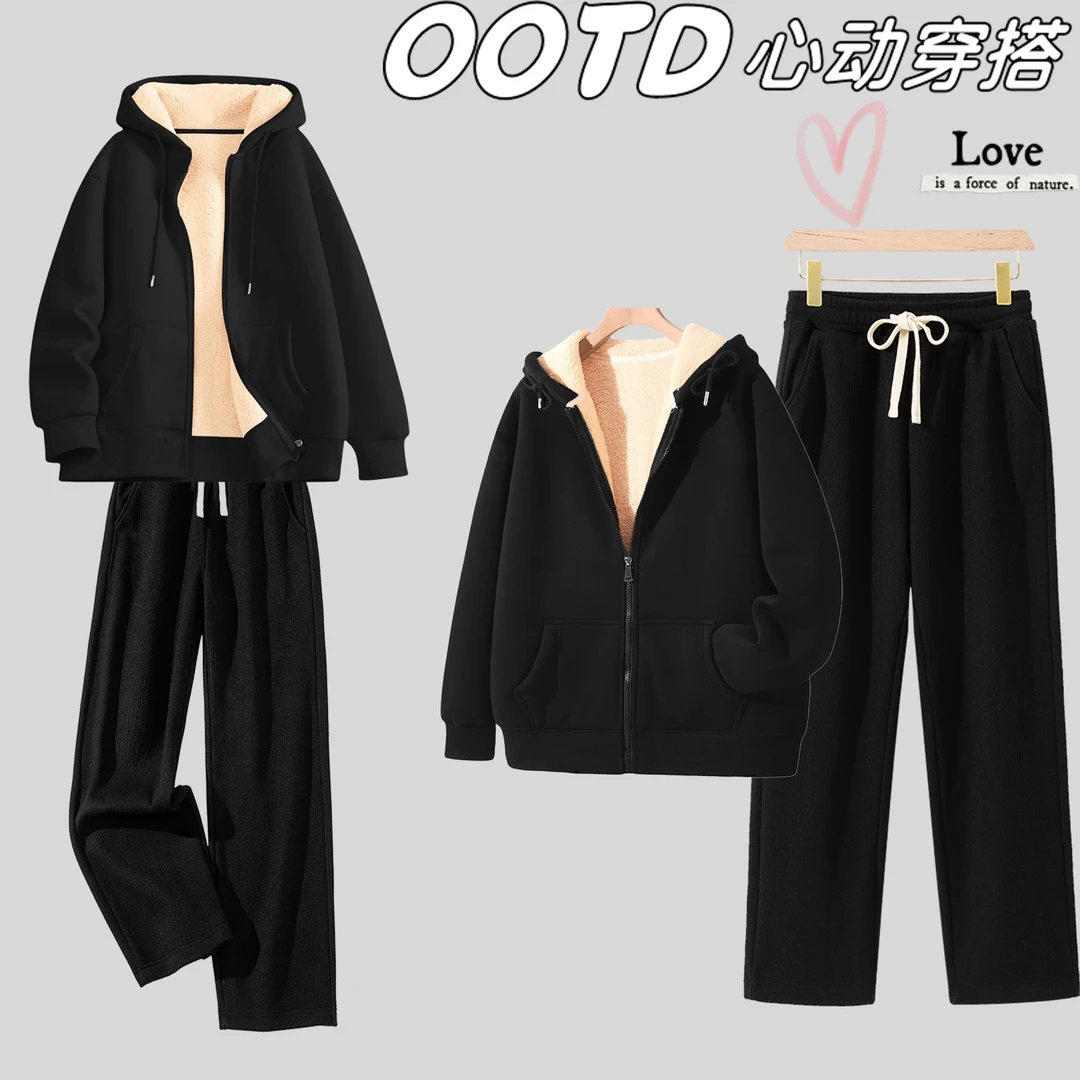 【品牌捡漏】运动服套装女秋冬2025新款加绒加厚学生卫衣休闲一整套