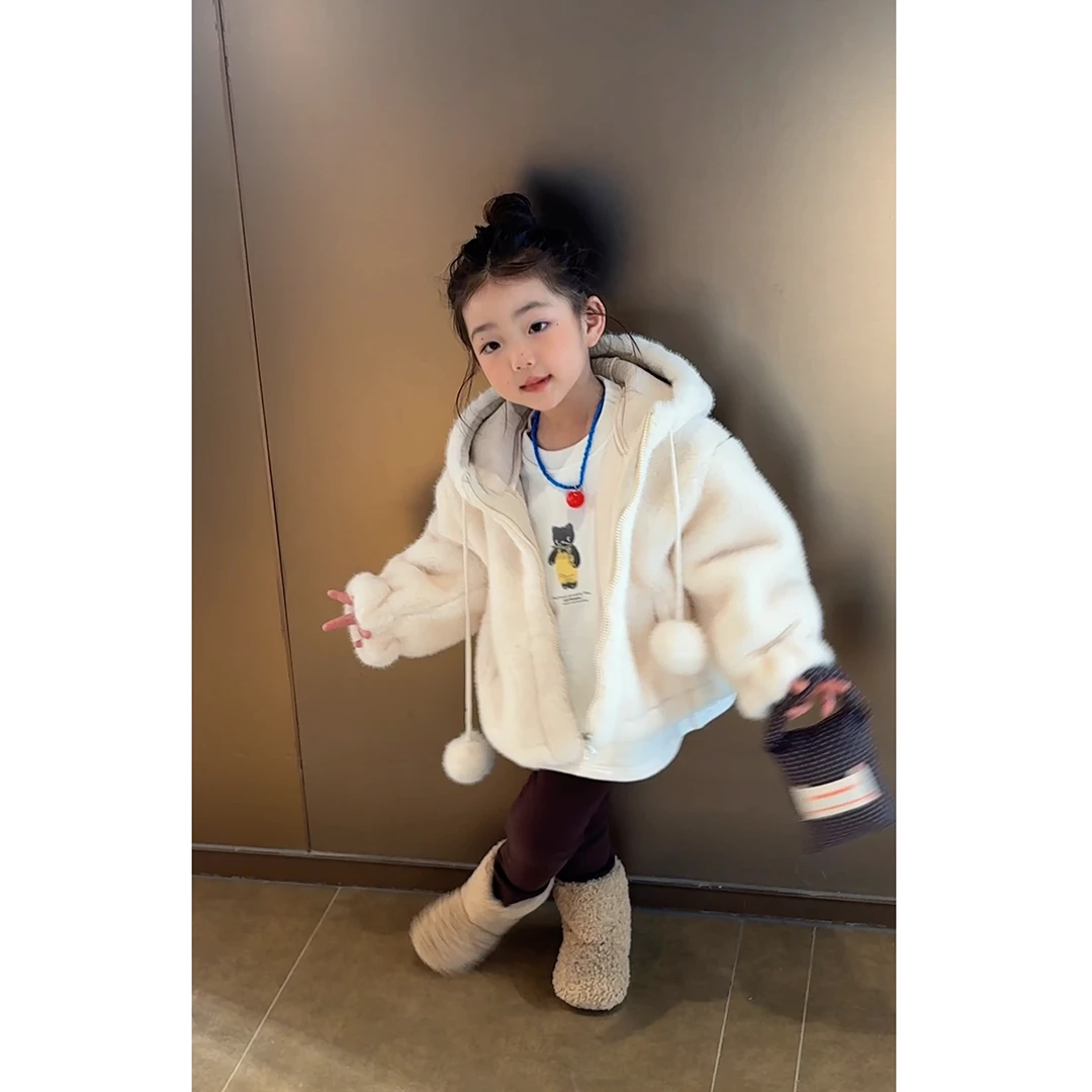 120-160女童仿皮草外套加厚冬款