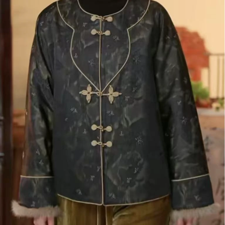 芹 新中式 香云纱宋锦棉服 24143