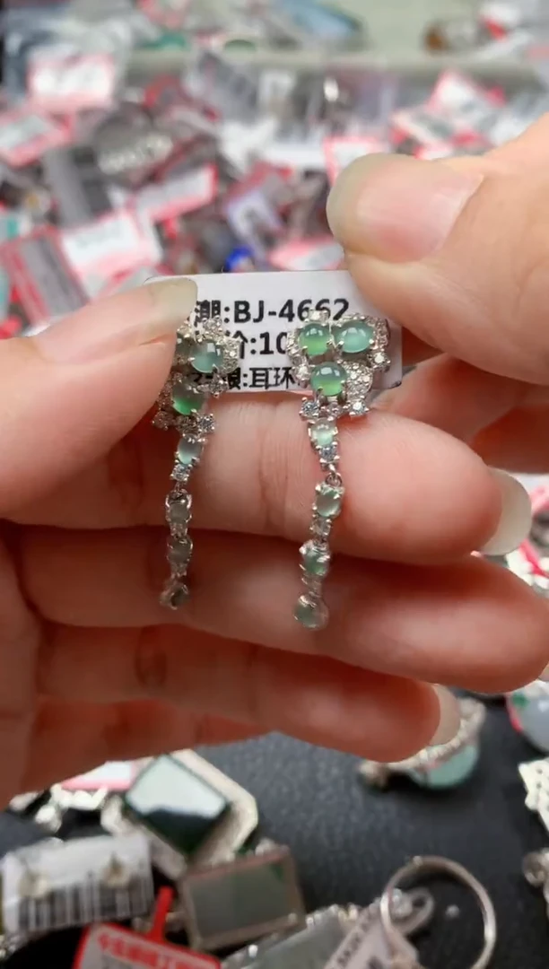 银S925镶嵌戒指翡翠天然A货缅甸翡翠