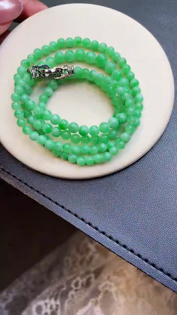 颈饰未镶嵌翡翠3.5-6.0绿珠链
