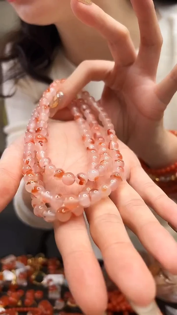 未镶嵌冰飘圆珠多圈链南红玛瑙7.5mm