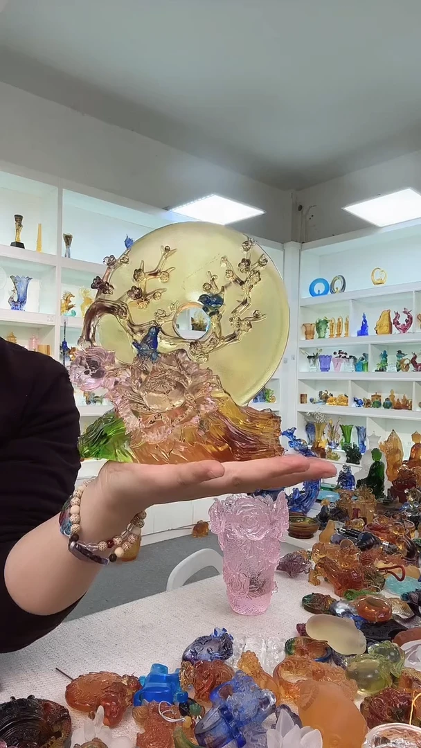 手工艺品琉璃花好月圆