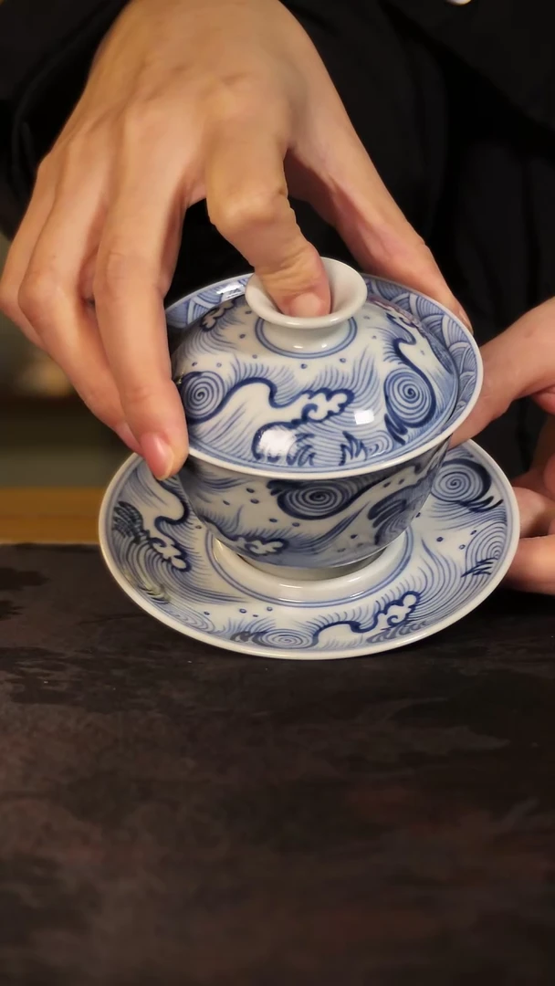 青花三才盖碗1111
