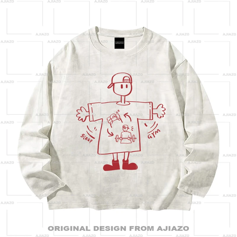 老狗十三【脱脂牛马】纯棉扎染长袖T恤 休闲百搭男女同款上衣