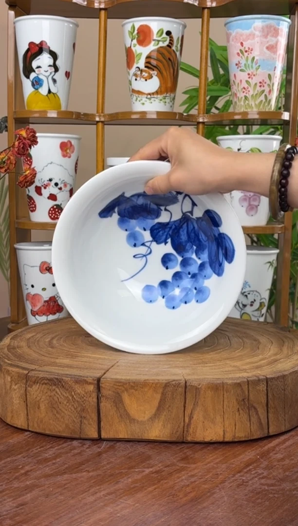 景德镇手绘釉中彩（食品级）汤碗