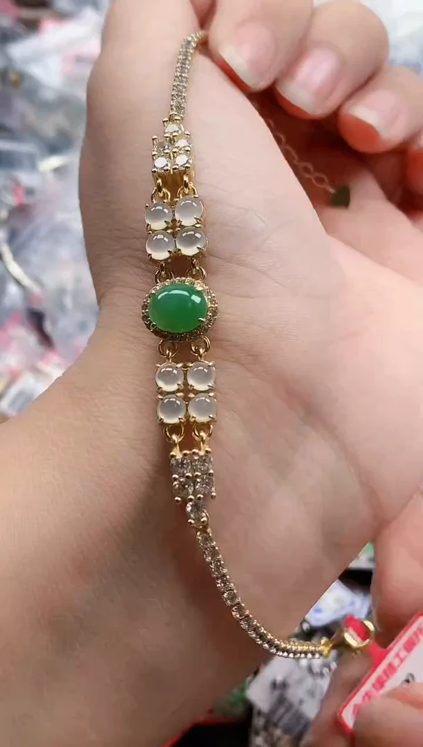 银S925镶嵌戒指翡翠天然A货缅甸翡翠