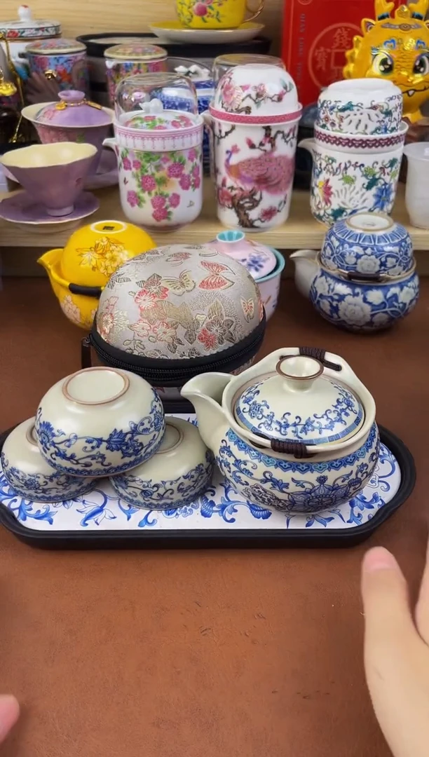 陶瓷茶具摆件旅行套组