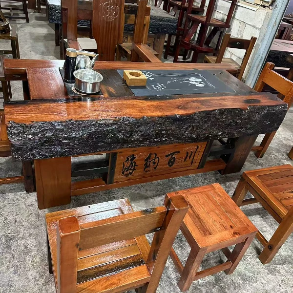 老船木茶桌椅组合 户外阳台功夫茶几 中式办公泡茶台茶具套装一体
