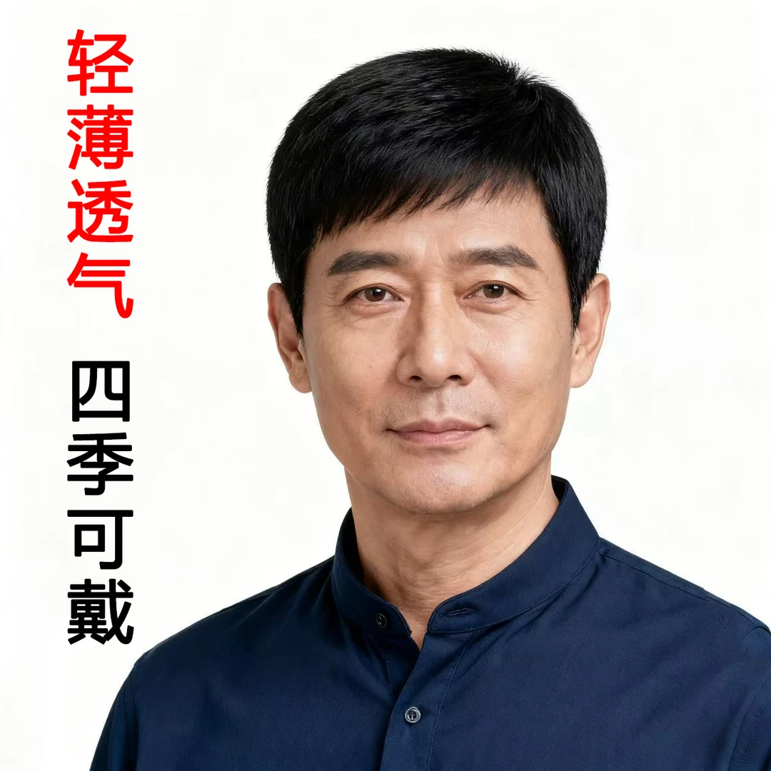 假发男全头套式中老年全真发帅气逼真轻薄自然透气男士真人发发套