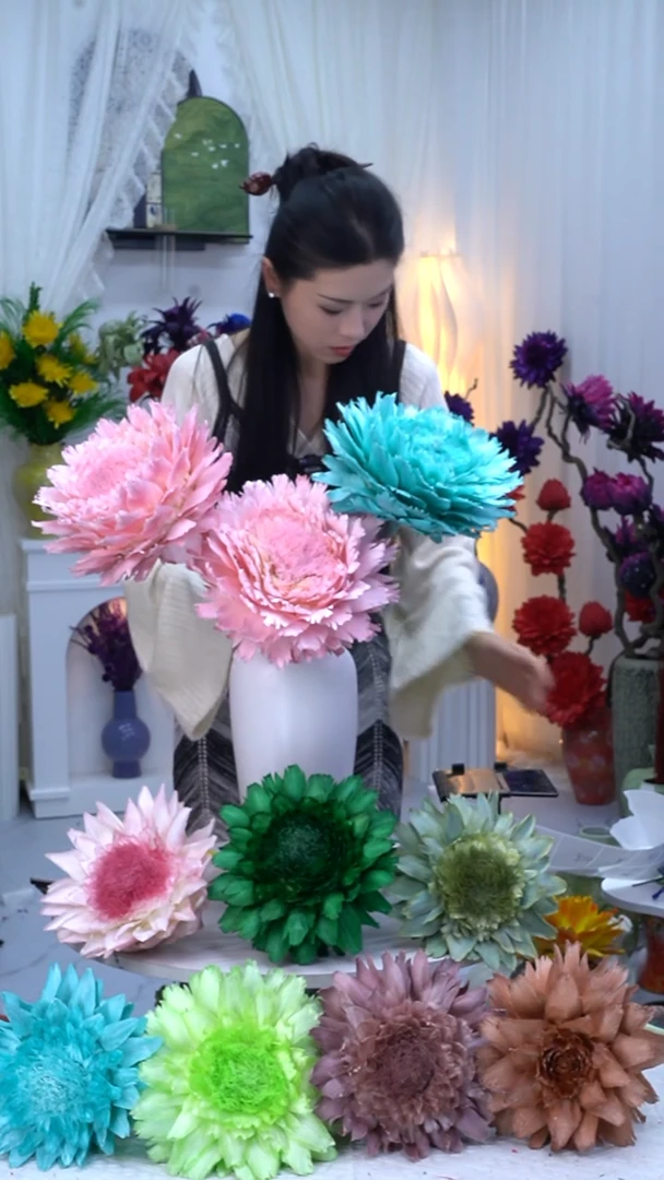 永生洋蓟樱花粉2头【叶片有伤】+蒂芙尼蓝【花心乱】8554