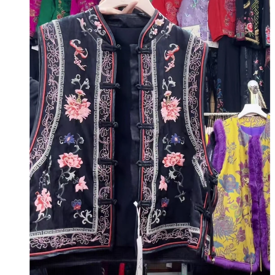 320新款  国风绣花马甲时尚百搭女士中式中国风