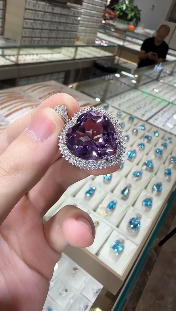 颈饰银S925镶嵌紫晶18mm帝王紫