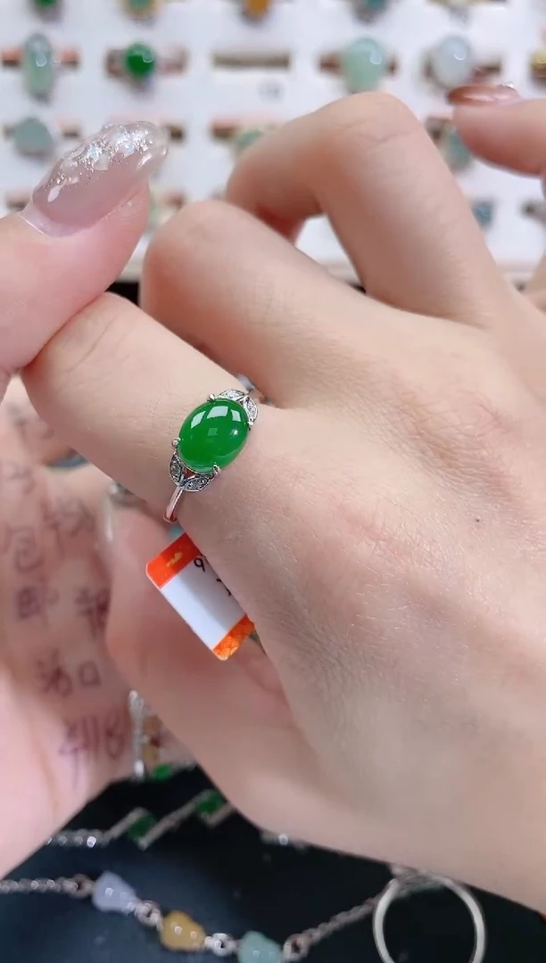 银S925镶嵌戒指翡翠天然翡翠