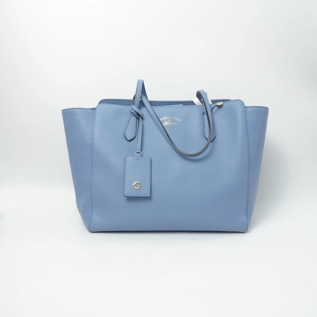 95新 GUCCI/古驰 古驰大托特包蓝色/尘袋/DS015101