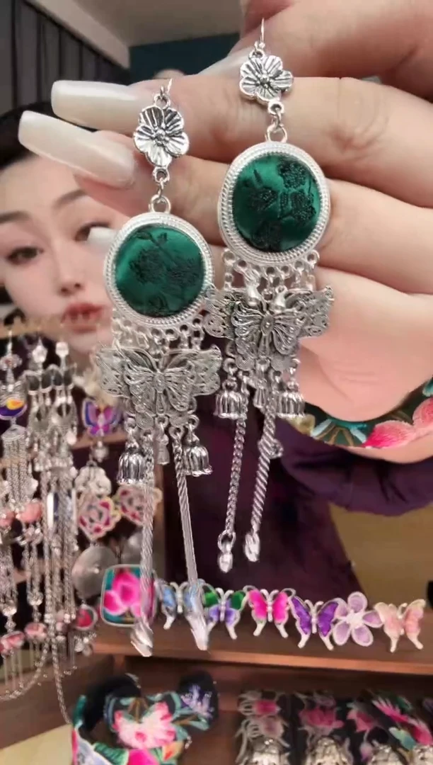 刺绣纯手工民族风刺绣耳环