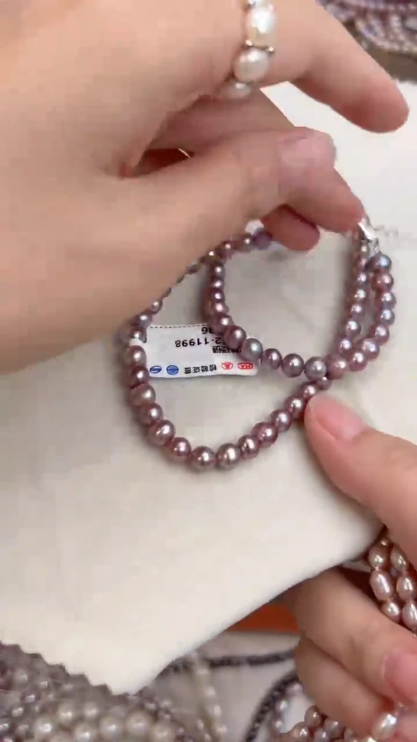未镶嵌21淡水珍珠马****?强光*项链紫色