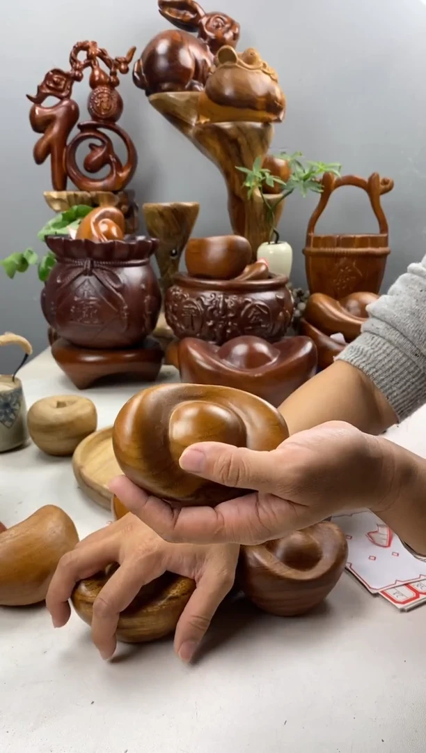 香樟木A21小元宝摆件/尺寸