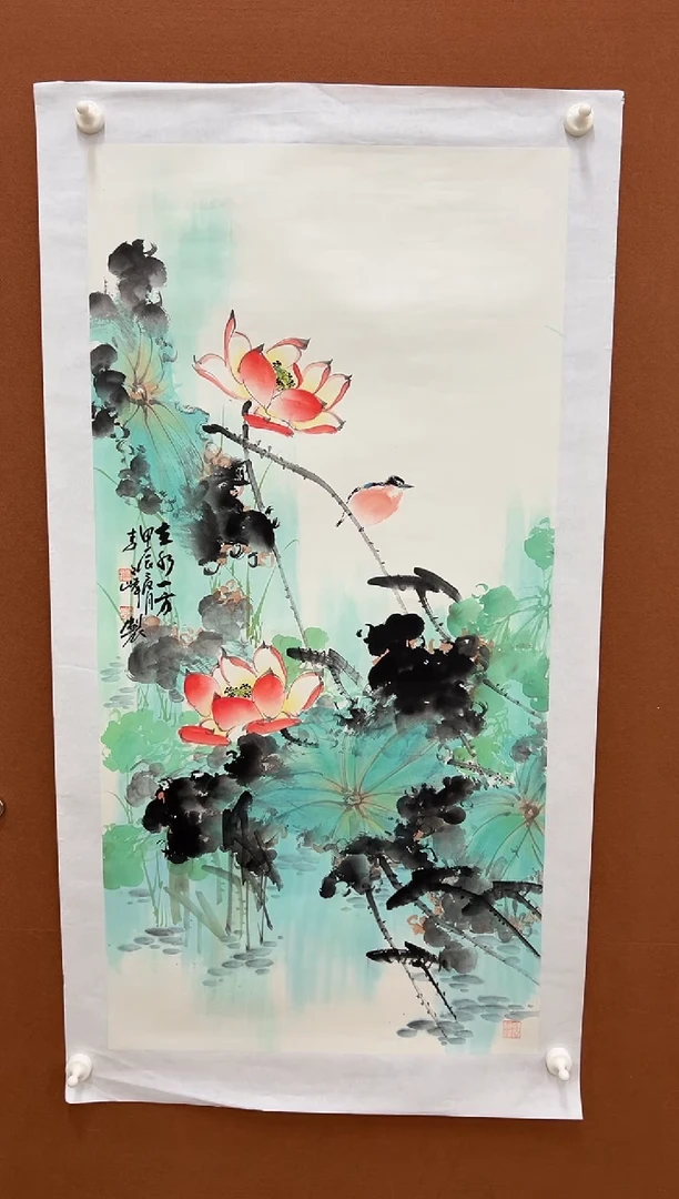 国画李文峰三尺写意荷花鱼