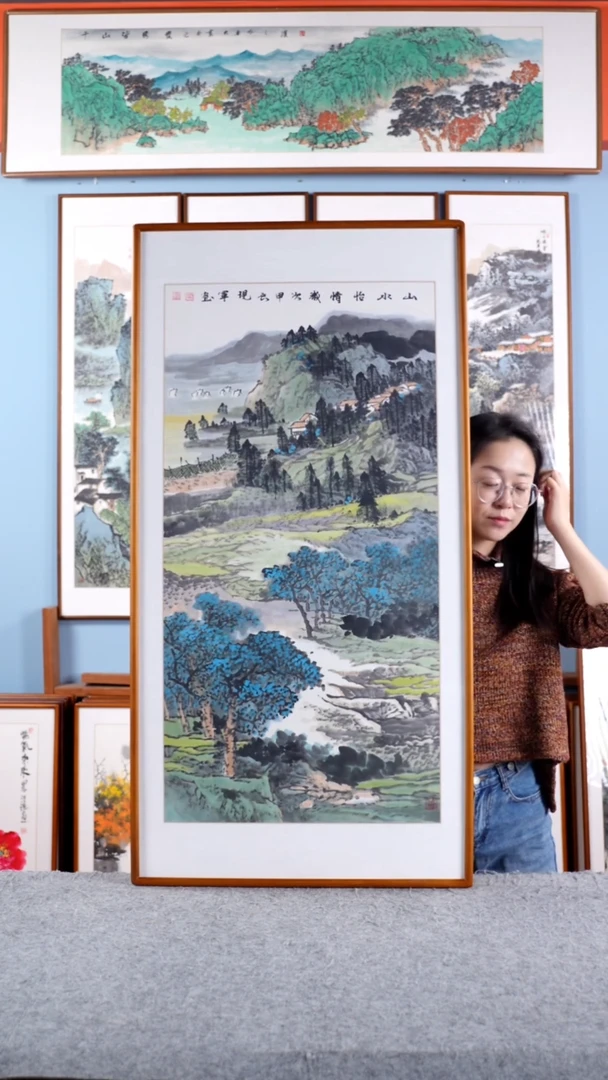 【闪购商品】国画张现军《山水怡情》手绘带框122*62