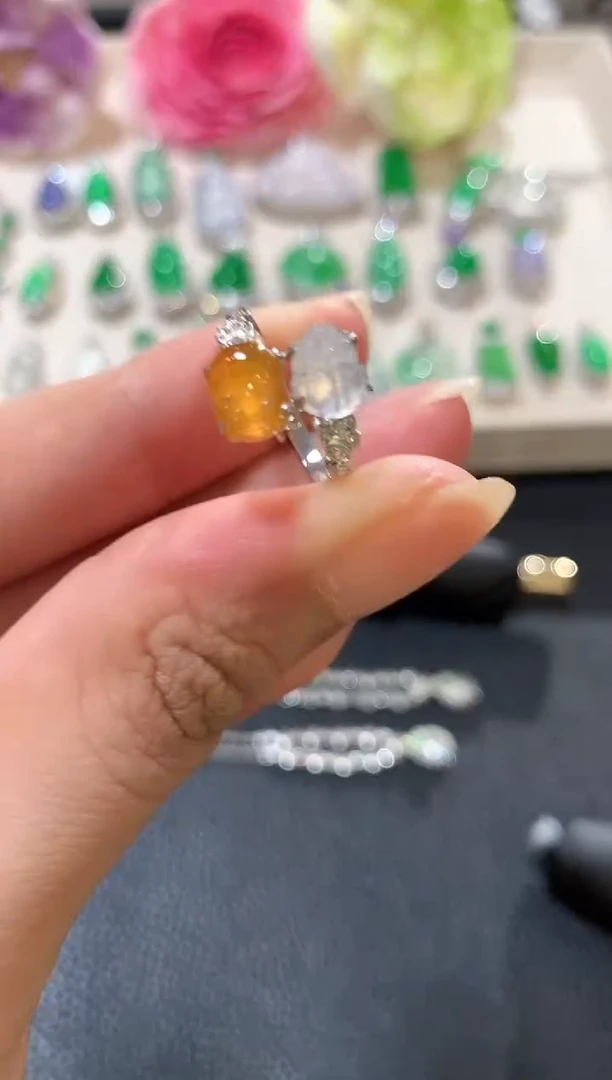 18K金镶嵌戒指翡翠z120多样性一件发货