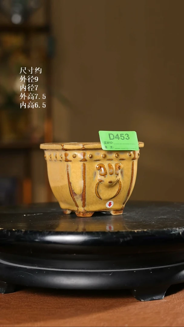 【石湾花盆】3.5寸切角兽头盆 453