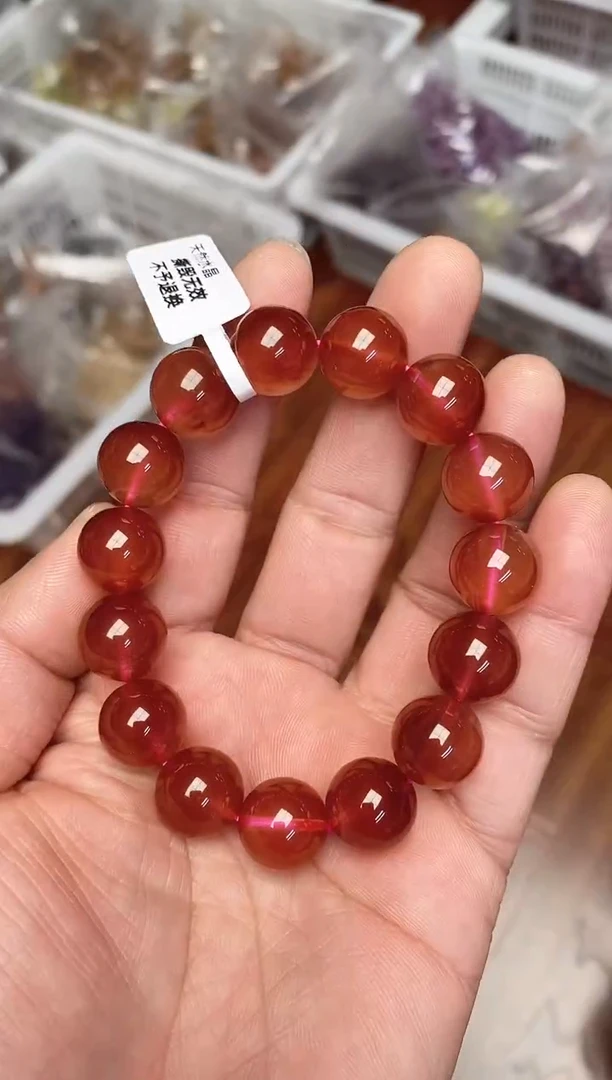 【闪购商品】水晶手串未镶嵌92 红兔毛 14mm+