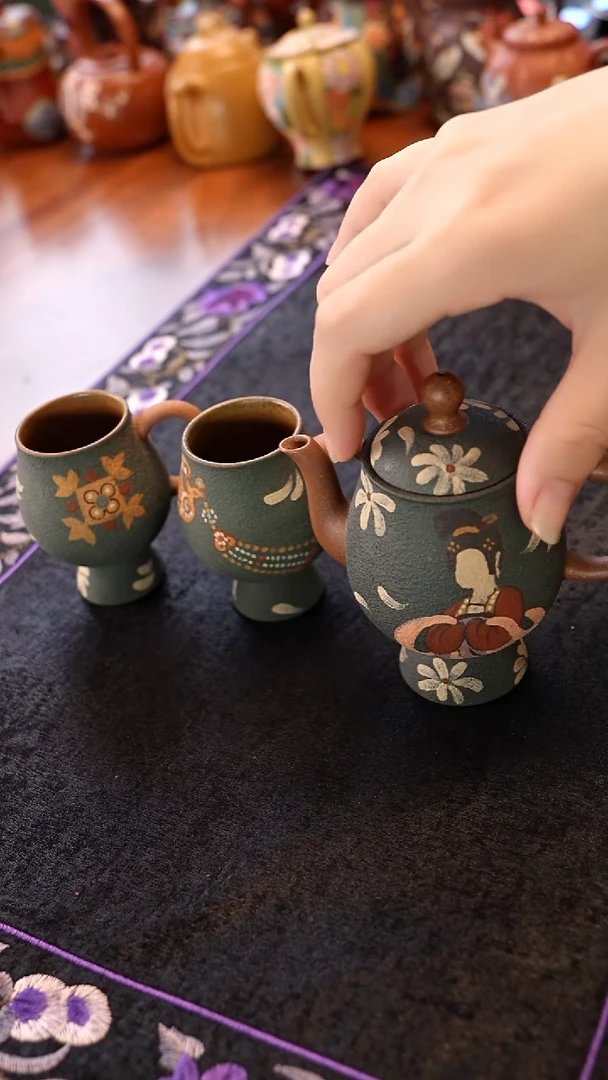 茶壶紫砂贵妃醉酒一壶两杯