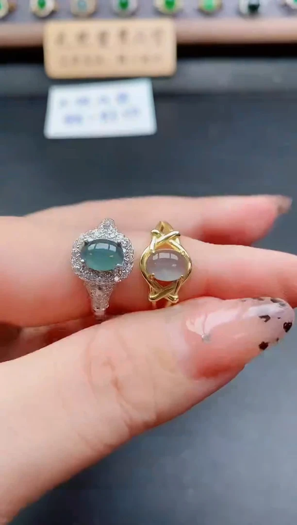 银S925镶嵌戒指翡翠1