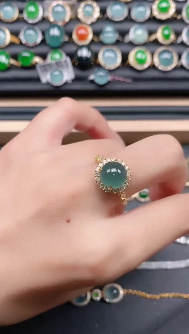 翡翠戒指银S925镶嵌11111