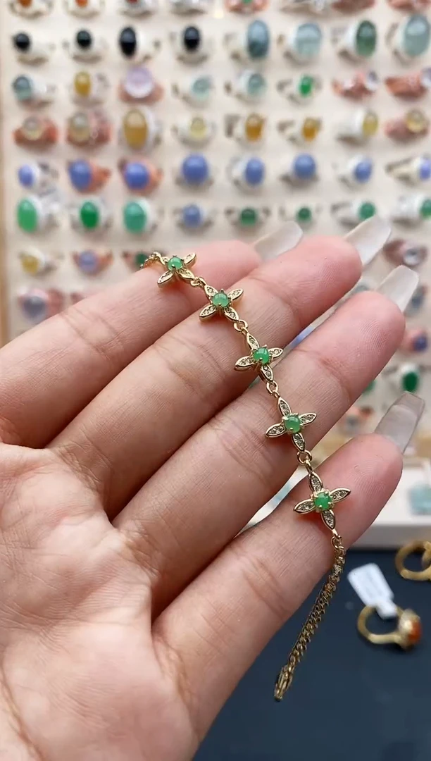 【闪购商品】翡翠戒指银S925镶嵌缅甸天然A货翡翠222  5+