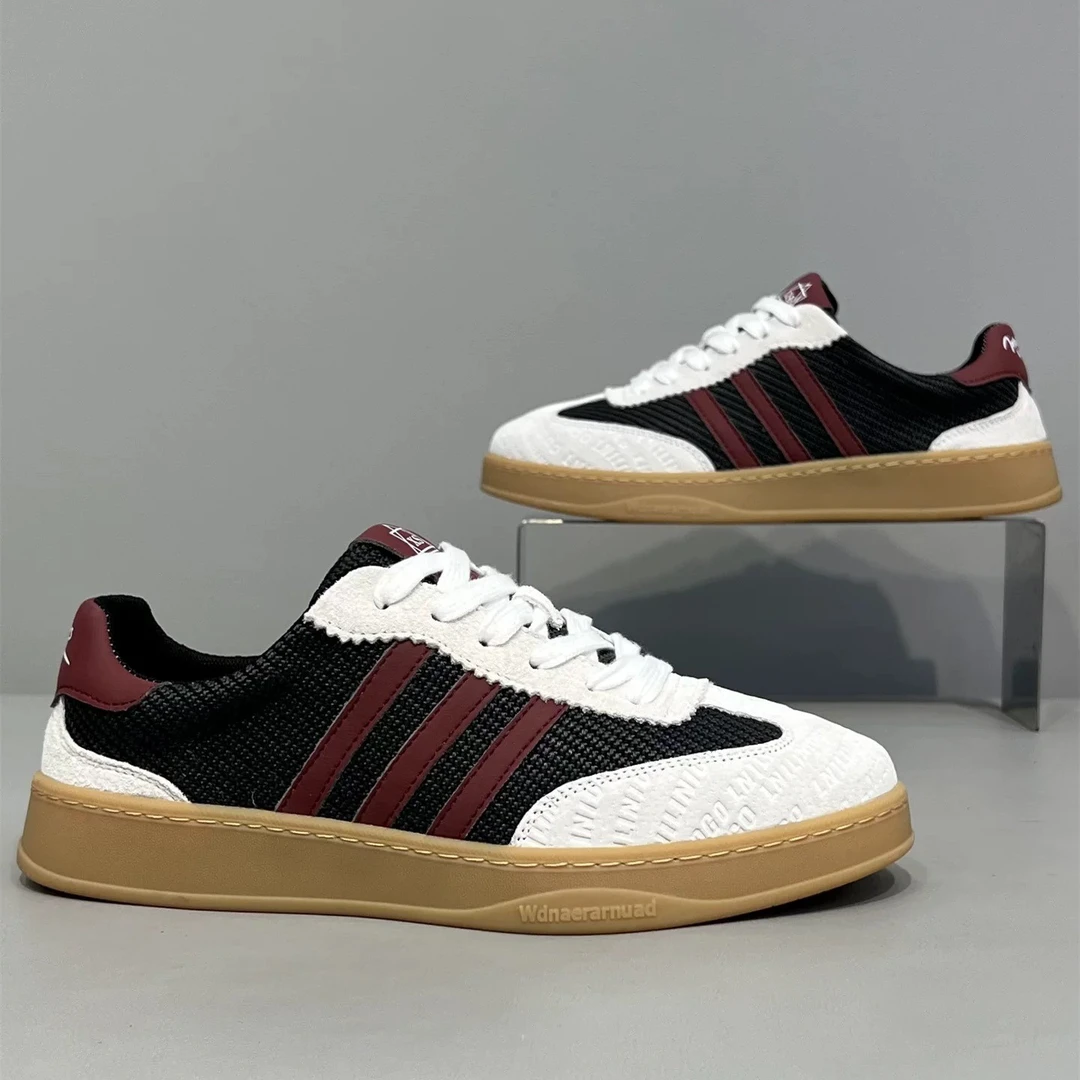 秋季新款拼接三条杠板鞋2025真皮德训鞋舒适软底轻便低帮休闲男鞋