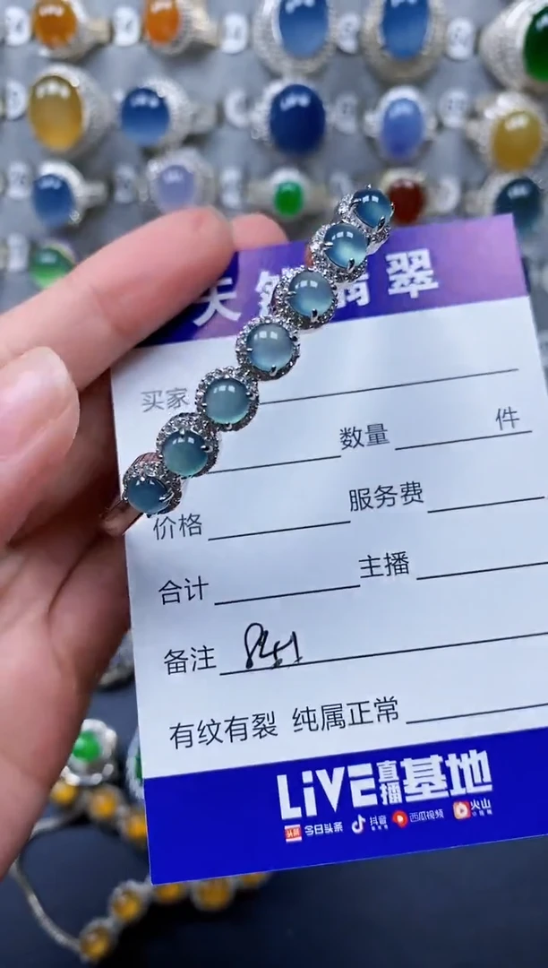 翡翠手镯银S925镶嵌841