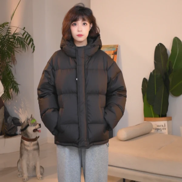 连帽磁吸面包服新国标白鸭绒2024冬季新款羽绒服女保暖