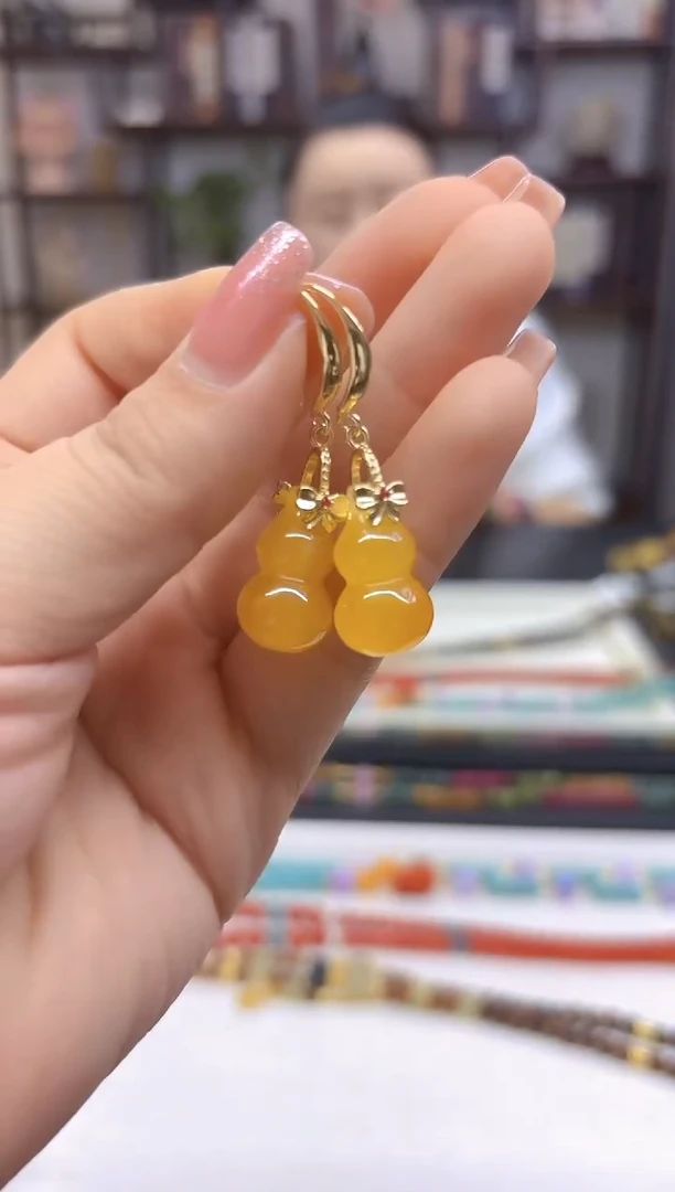 【闪购商品】翡翠耳饰14K金镶嵌耳勾E660