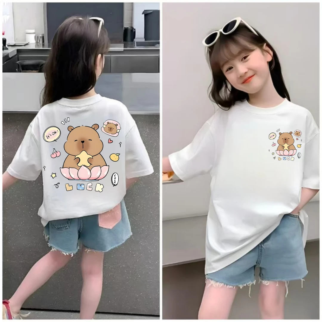 【现货】2025夏季新款棉质卡皮巴拉儿童半袖亲子装T恤