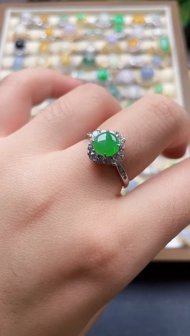 银S925镶嵌戒指翡翠144